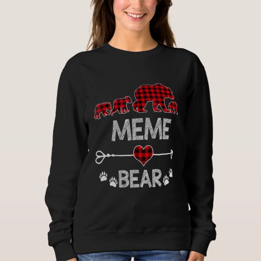 Meme Bear Red Buffalo Kariert Meme Bear Pajama Sweatshirt (Vorderseite)