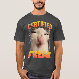 Meme Cat Certified Freak Eat Cement Cursed Cat Fun T-Shirt