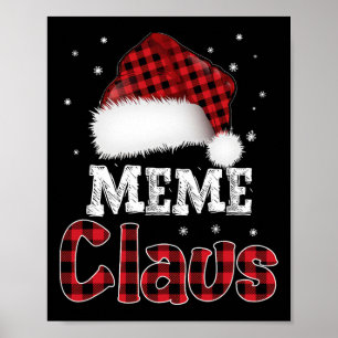 Meme Claus Christmas Red Kariert Pajama Familiensp Poster