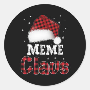 Meme Claus Christmas Red Kariert Pajama Familiensp Runder Aufkleber