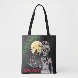 Meme Full Moon Med Pass Zombie Nurse Halloween Tasche