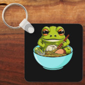 Meme Kawaii Frog essen in Ramen Bowl Japanisches K Schlüsselanhänger (Vorderseite)