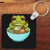 Meme Kawaii Frog essen in Ramen Bowl Japanisches K Schlüsselanhänger (Rückseite)