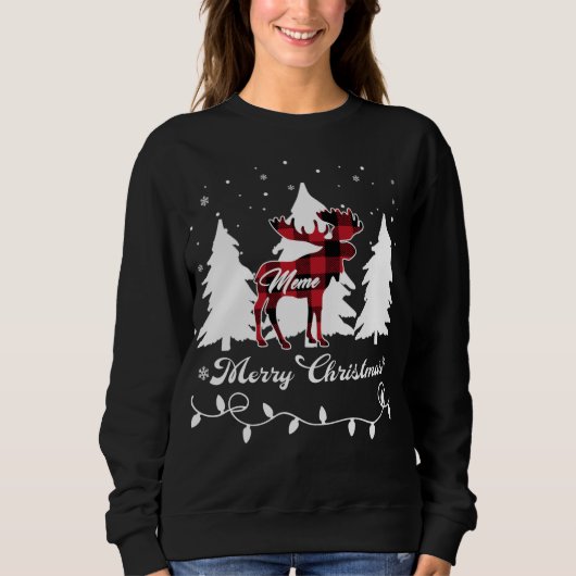 Meme Moose Buffalo Red Plaid Christmas Matching Fa Sweatshirt (Vorderseite)