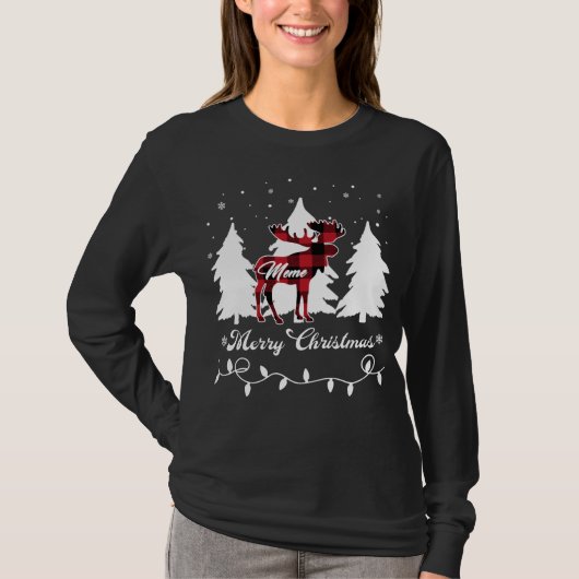 Meme Moose Buffalo Red Plaid Christmas Matching Fa T-Shirt (Vorderseite)