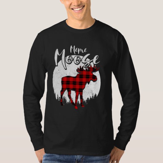 Meme Moose Red Kariert Buffalo Matching Family Paj T-Shirt (Vorderseite)