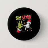 Meme Number 67 Bro Slang Six Seven Christmas Hand  Button (Vorderseite)