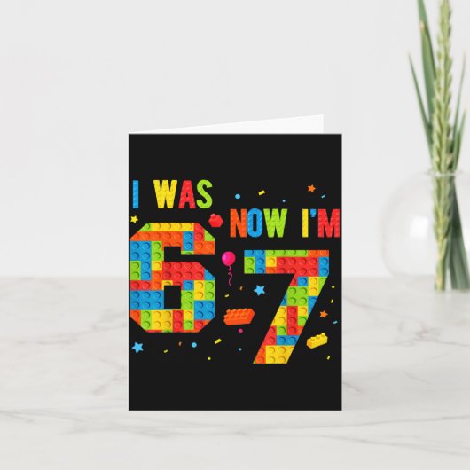 Meme Six Seven Boys Building Birthday I Was 6 Now  Karte (Vorderseite)