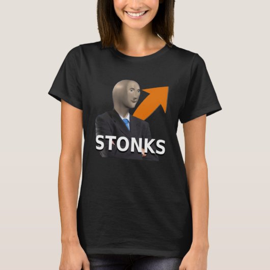 Meme Stonks Man Plus Arrow T-Shirt (Vorderseite)