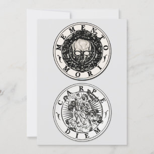 Memento Mori Carpe Diem Silver Round Einladung