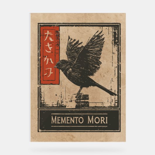 Memento Mori Crow Art | Wabi Sabi Stoic Design Acrylschild (Vorderseite)