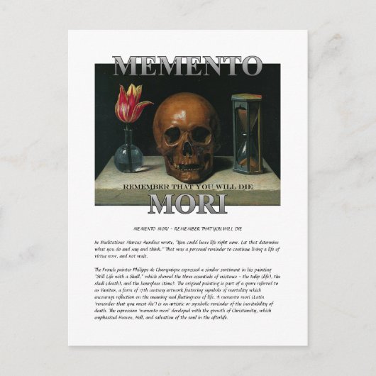 Memento Mori - Denken Sie daran, Postcard die Postkarte (Vorderseite)
