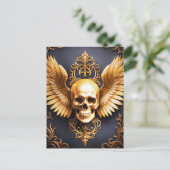 Memento Mori Golden Gothic Skull Sigil Postkarte (Stehend Vorderseite)