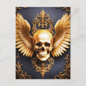 Memento Mori Golden Gothic Skull Sigil Postkarte (Vorderseite)
