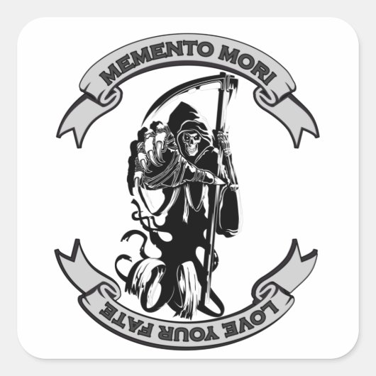 MEMENTO MORI Liebe Ihr Schicksal Grimmig Sensenman Quadratischer Aufkleber (Vorderseite)