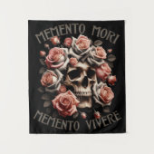 Memento Mori - Memento Vivere Skull & Rose Wandteppich (Vorderseite)