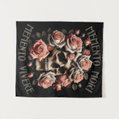 Memento Mori - Memento Vivere Skull & Rose Wandteppich (Vorderseite (Horizontal))