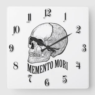 Memento mori quadratische wanduhr