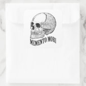 Memento mori quadratischer aufkleber (Tasche)