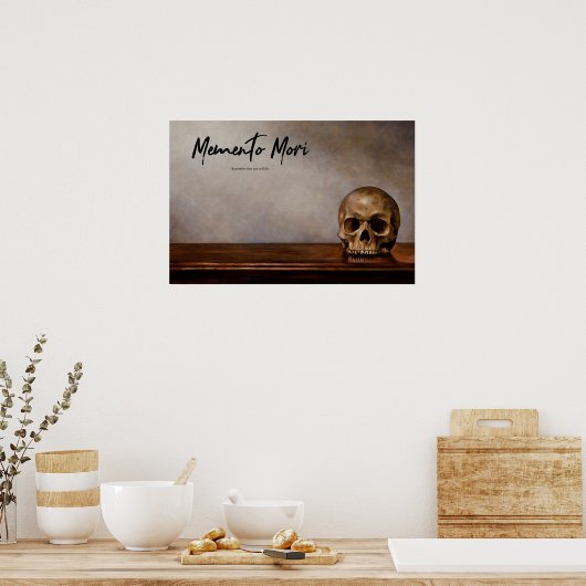 Memento Mori - Schädel am Tisch Poster (Küche)
