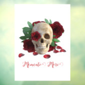 Memento Mori. Schädel mit rote Rosen Fensteraufkleber (Blatt 3)