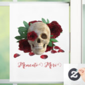 Memento Mori. Schädel mit rote Rosen Fensteraufkleber (Zuhause)