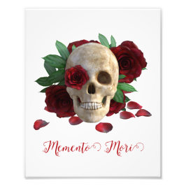 Memento Mori. Schädel mit rote Rosen Fotodruck