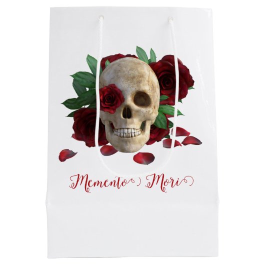 Memento Mori. Schädel mit rote Rosen Mittlere Geschenktüte (Rückseite)