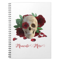 Memento Mori. Schädel mit rote Rosen