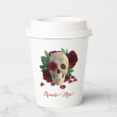 Memento Mori. Schädel mit rote Rosen Pappbecher (Rückseite)