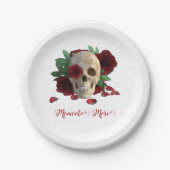 Memento Mori. Schädel mit rote Rosen Pappteller (Vorderseite)