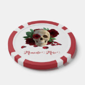 Memento Mori. Schädel mit rote Rosen Pokerchips (Einzeln)