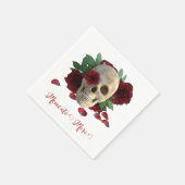 Memento Mori. Schädel mit rote Rosen Serviette (Ecke)