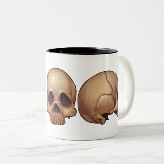 Memento Mori Schädel-Tasse Zweifarbige Tasse (VorderseiteRechts)