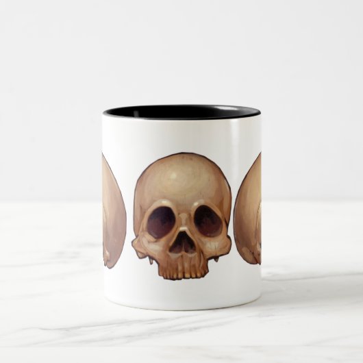 Memento Mori Schädel-Tasse Zweifarbige Tasse (Mittel)