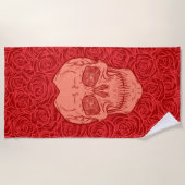 Memento Mori! Schädel und Rose, handgezeichnet Strandtuch (Vorderseite)