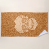 Memento Mori! Schädel und Rose, handgezeichnet Strandtuch (Vorderseite)