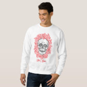 Memento Mori! Schädel und Rose, handgezeichnet Sweatshirt (Vorne ganz)