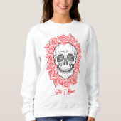 Memento Mori! Schädel und Rose, handgezeichnet Sweatshirt (Vorderseite)