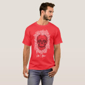 Memento Mori! Schädel und Rose, handgezeichnet T-Shirt (Vorne ganz)