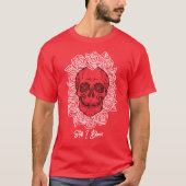 Memento Mori! Schädel und Rose, handgezeichnet T-Shirt (Vorderseite)