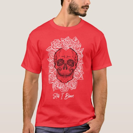 Memento Mori! Schädel und Rose, handgezeichnet T-Shirt (Vorderseite)