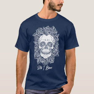 Memento Mori! Schädel und Rose, handgezeichnet T-Shirt