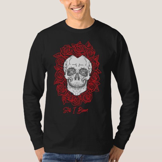 Memento Mori! Schädel und Rose, handgezeichnet T-Shirt (Vorderseite)