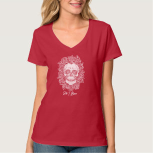 Memento Mori! Schädel und Rose, handgezeichnet T-Shirt