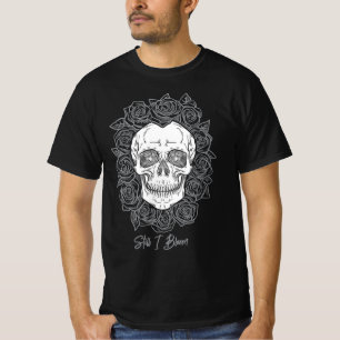 Memento Mori! Schädel und Rose, handgezeichnet T-Shirt