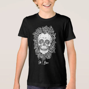 Memento Mori! Schädel und Rose, handgezeichnet Tri-Blend Shirt
