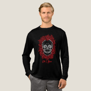 Memento Mori! Schädel und Rose, handgezeichnet Tri-Blend Shirt