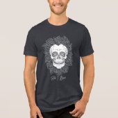 Memento Mori! Schädel und Rose, handgezeichnet Tri-Blend Shirt (Vorderseite)
