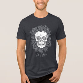 Memento Mori! Schädel und Rose, handgezeichnet Tri-Blend Shirt